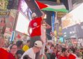 جماهير المغرب ترفع علم فلسطين في نيويورك وتؤكد دعمها للقضية الفلسطينية خلال المونديال